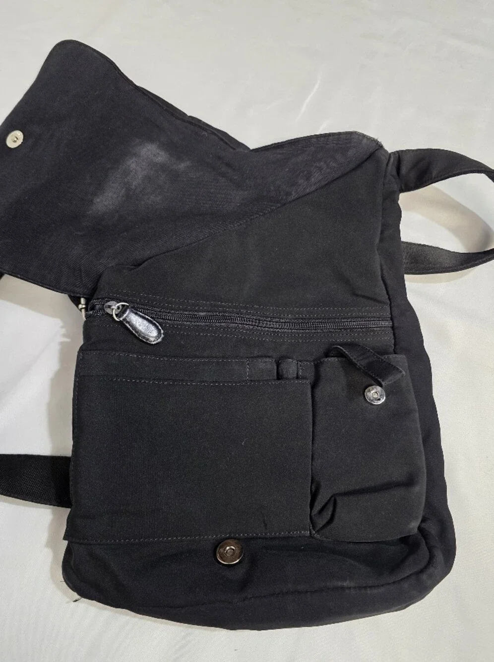 HOBO International Black Messenger Crossbody Nylon Canvas Bag